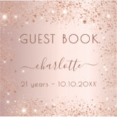 バラ金ゴールドスパークルスバースデーゲストブック シール (正面)