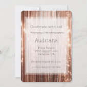 バラ金ゴールドスパークルタンストライプセル誕生日16th 招待状 (正面)