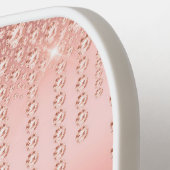 バラ金ゴールドスパークルダイヤモンドモノグラムスクリプト ピックルボールラケット (左詳細)