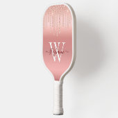 バラ金ゴールドスパークルダイヤモンドモノグラムスクリプト ピックルボールラケット (左)