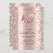 バラ金ゴールドスパークルダイヤモンド40歳の誕生日 招待状 (正面/裏面)