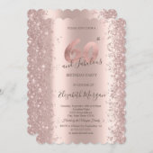 バラ金ゴールドスパークルダイヤモンド60誕生日 招待状 (正面/裏面)