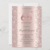 バラ金ゴールドスパークルダイヤモンド65誕生日 招待状 (正面)