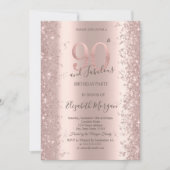 バラ金ゴールドスパークルダイヤモンド90誕生日 招待状 (正面)