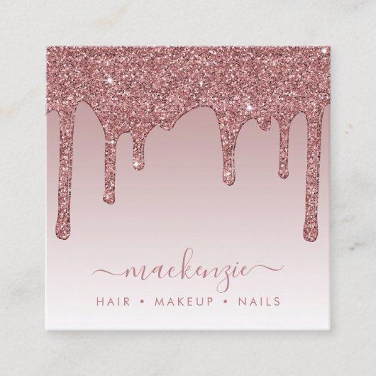 バラ金ゴールドスパークルドリッピンググリッターラグジュアリーグラデーションSq スクエア名刺 (正面)