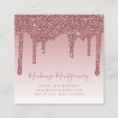 バラ金ゴールドスパークルドリッピンググリッターラグジュアリーグラデーションSq スクエア名刺 (裏面)