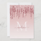 バラ金ゴールドスパークルドリッピンググリッター16誕生日 招待状 (裏面)