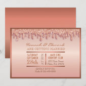 バラ金ゴールドスパークルドリッピードリップウェディングパーティー 招待状 (正面/裏面)