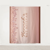 バラ金ゴールドスパークルドリッピーバルミツワー背景 タペストリー (正面)