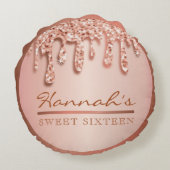 バラ金ゴールドスパークルドリッピーパーティースワッグ ラウンドクッション (裏面)