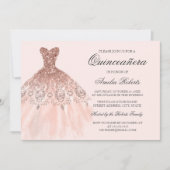 バラ金ゴールドスパークルドレスキンセアニェラ招待状 招待状 (正面)