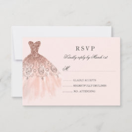 バラ金ゴールドスパークルドレスキンセアニェラRSVP 出欠カード