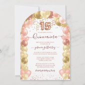 バラ金ゴールドスパークルドレスキンセアニラバルーンアーチ 招待状 (裏面)