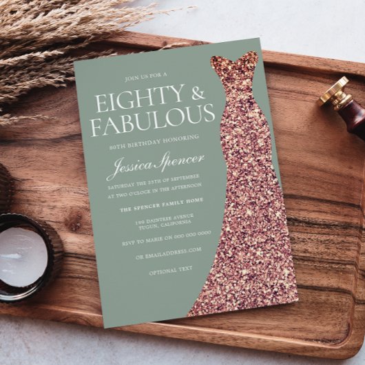 バラ金ゴールドスパークルドレスサージュ80thバースデーパーティー 招待状