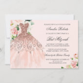 バラ金ゴールドスパークルドレスフローラバルミツワー 招待状 (正面)