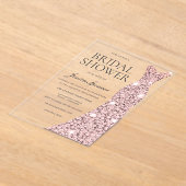 バラ金ゴールドスパークルドレスブライダルシャワー アクリル招待状 (レイダウン)