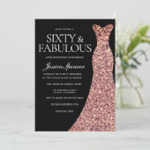 バラ金ゴールドスパークルドレスブラック60thバースデーパーティー 招待状 (スタンド正面)