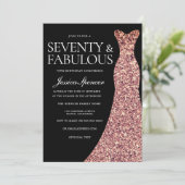 バラ金ゴールドスパークルドレスブラック70thバースデーパーティー 招待状 (スタンド正面)