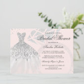 バラ金ゴールドスパークルドレスリングや輪ブライダルシャワー 招待状 (スタンド正面)