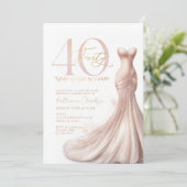 バラ金ゴールドスパークルドレス赤面40th誕生日パーティー 招待状 (スタンド正面)