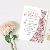 バラ金ゴールドスパークルドレス40th誕生日パーティー招待状 招待状