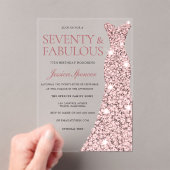 バラ金ゴールドスパークルドレス70誕生日 アクリル招待状 (インサイチュ (ポータブル))