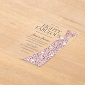 バラ金ゴールドスパークルドレス80誕生日 アクリル招待状 (レイダウン)