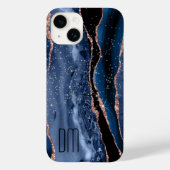 バラ金ゴールドスパークルブルー抽象芸術モノグラム Case-Mate iPhoneケース (裏面)