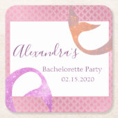 バラ金ゴールドスパークルマーメイドバチェロレッテ スクエアペーパーコースター (正面)