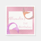 バラ金ゴールドスパークルマーメイドバースデーパーティナプキン スタンダードカクテルナプキン (正面)