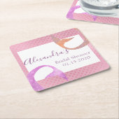 バラ金ゴールドスパークルマーメイドブライダルシャワーコースター スクエアペーパーコースター (アングル)