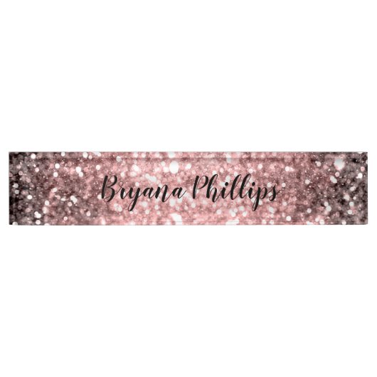 バラ金ゴールドスパークルライトグリッタースパークリー美しい デスクネームプレート (正面)