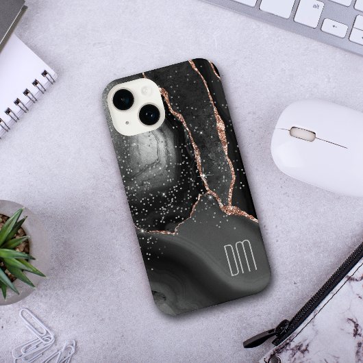 バラ金ゴールドスパークル抽象芸術モノグラム iPhoneケース