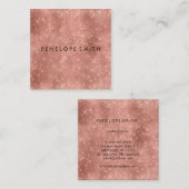 バラ金ゴールドスパークル美しいスタイリスト スクエア名刺 (正面/裏面)