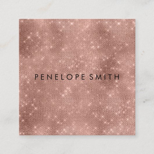 バラ金ゴールドスパークル美しいスタイリスト スクエア名刺 (正面)