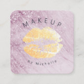 バラ金ゴールドスパークル金ゴールド唇メイクアップアーティストスクエア スクエア名刺 (正面)