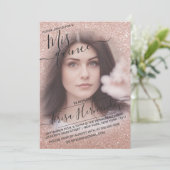 バラ金ゴールドスパークレーグリッターグラデーションフォトキンセアニラ 招待状 (スタンド正面)