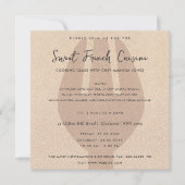 バラ金ゴールドスプーンフォーク料理クラス招待状テンプレート 招待状 (正面)