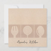 バラ金ゴールドスプーンフォーク料理クラス招待状テンプレート 招待状 (裏面)