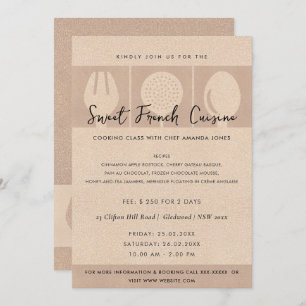 バラ金ゴールドスプーンフォーク調理教室招待状テンプレート 招待状