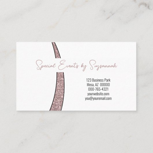 バラ金ゴールドスリバーフェイクグリッター写真QRシック 名刺 (裏面)