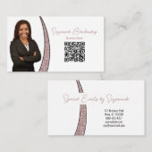 バラ金ゴールドスリバーフェイクグリッター写真QRシック 名刺 (正面/裏面)