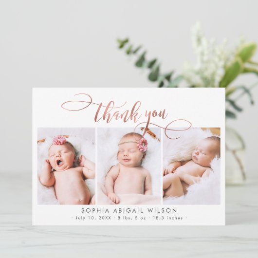 バラ金ゴールドス生まれたばかりのクリプト3ベビー写真ありがとう サンキューカード (スタンド正面)