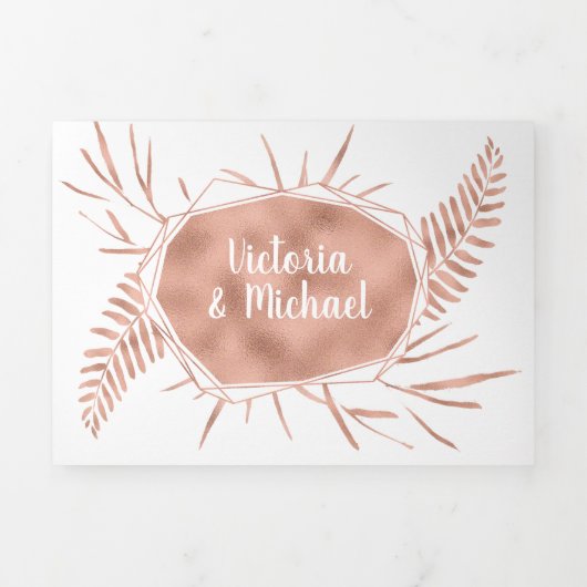 バラ金ゴールドス結婚トリフォールド招待状 三つ折り招待状 (カバー)