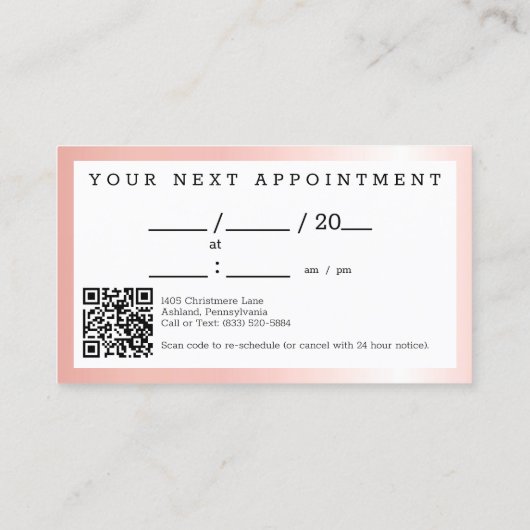 バラ金ゴールドス絵を描ワッシュシックロゴサロンアポイントメント 名刺 (裏面)