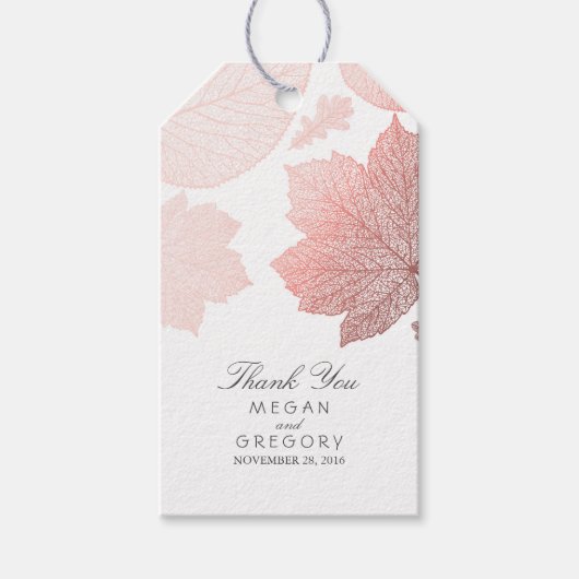 バラ金ゴールドス葉ホット秋の結婚式 ギフトタグ (正面)