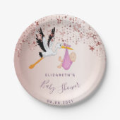 バラ金ゴールドス輝くターズ女の子の赤ちゃんシャワー ペーパープレート (正面)