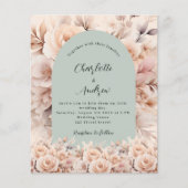 バラ金ゴールドセージ緑アーチ結婚式招待状 (正面)