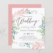 バラ金ゴールドセージ緑ユーカリ緑の招待状 (正面/裏面)