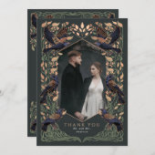 バラ金ゴールドセージ魅惑ゴシックレイヴン結婚ズ サンキューカード (正面/裏面)
